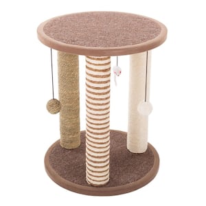 Tan and Cream 3 Pole Cat Scratching Post with Perch