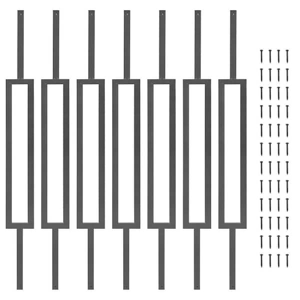 44.3 in. H x 4 in. W Black Iron Stair Railing Kit, Deck Baluster Set, Square Tube Design (15 Pack)