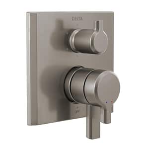 Pivotal 2-Handle Wall-Mount 6-Setting Integrated Diverter Trim Kit in Lumicoat Stainless (Valve Not Included)