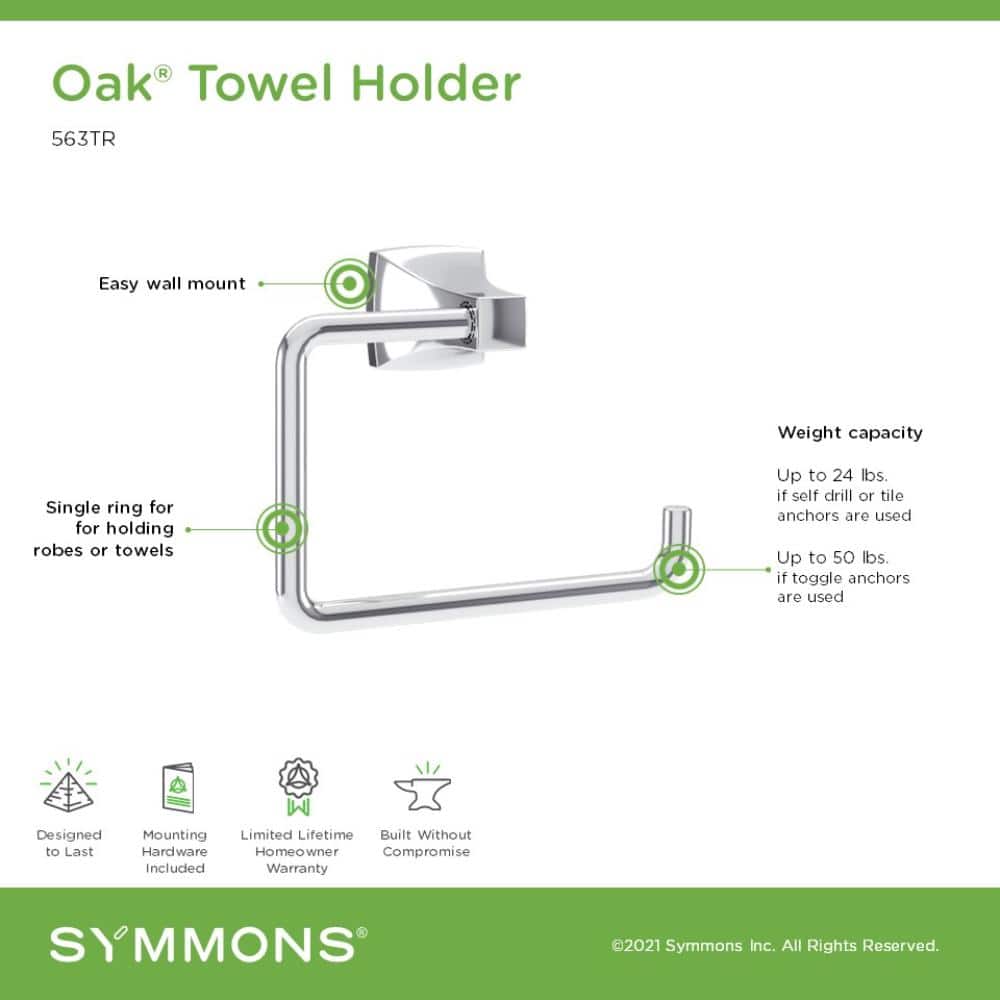 Polished Chrome Oak Wall Mounted Towel Ring