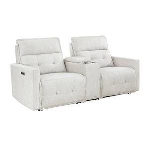 Loveland 85.5 in. W White Textured Power Double Reclining Loveseat with Center Console and Power Headrests