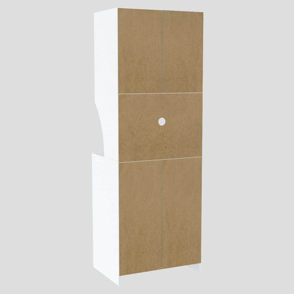 Modern White and Vienes Oak Laminated Kitchen Storage Cabinet
