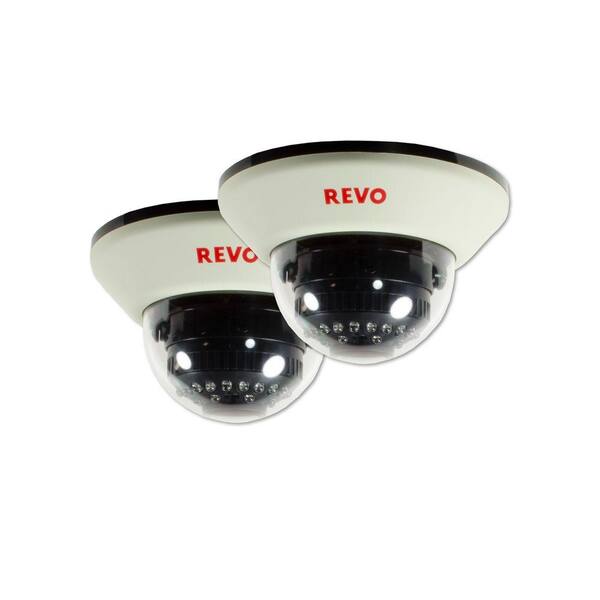Revo 1200 TVL Indoor Dome Surveillance Camera with 100 ft. Night Vision and BNC Conversion Kit (2-Pack)