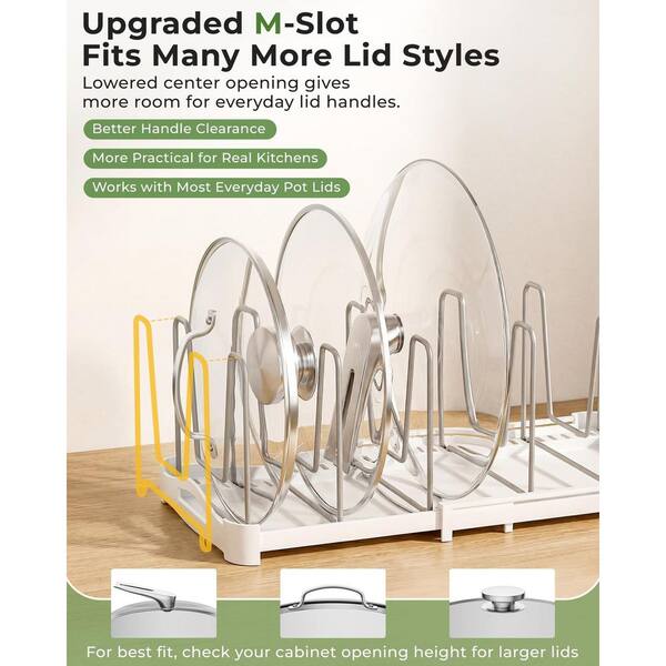 Silver Stainless Steel Pot Lid Organizer Rack Heavy Duty Bakeware Holder for Lids, Boards, Pans, Pack of 2
