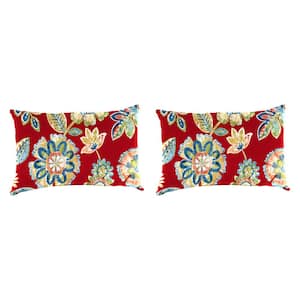 18 in. L x 12 in. W x 4 in. T Daelyn Cherry Outdoor Lumbar Throw Pillow (2-Pack)
