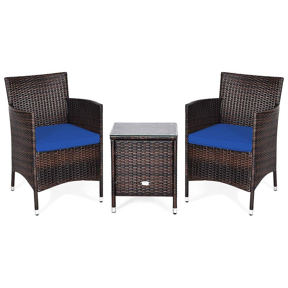 Costway 3-Piece Wicker Outdoor Furniture Sets Patio Conversation Set ...