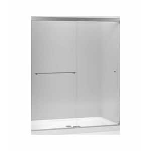 Revel 59.625 in. W x 70 in. H Sliding Frameless Shower Door in Bright Polished Silver with Crystal Clear Glass