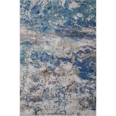 Revolution Blue/Gray 5 ft. 3 in. x 7 ft. 6 in. Tranquil Swirl Abstract Polypropylene Area Rug