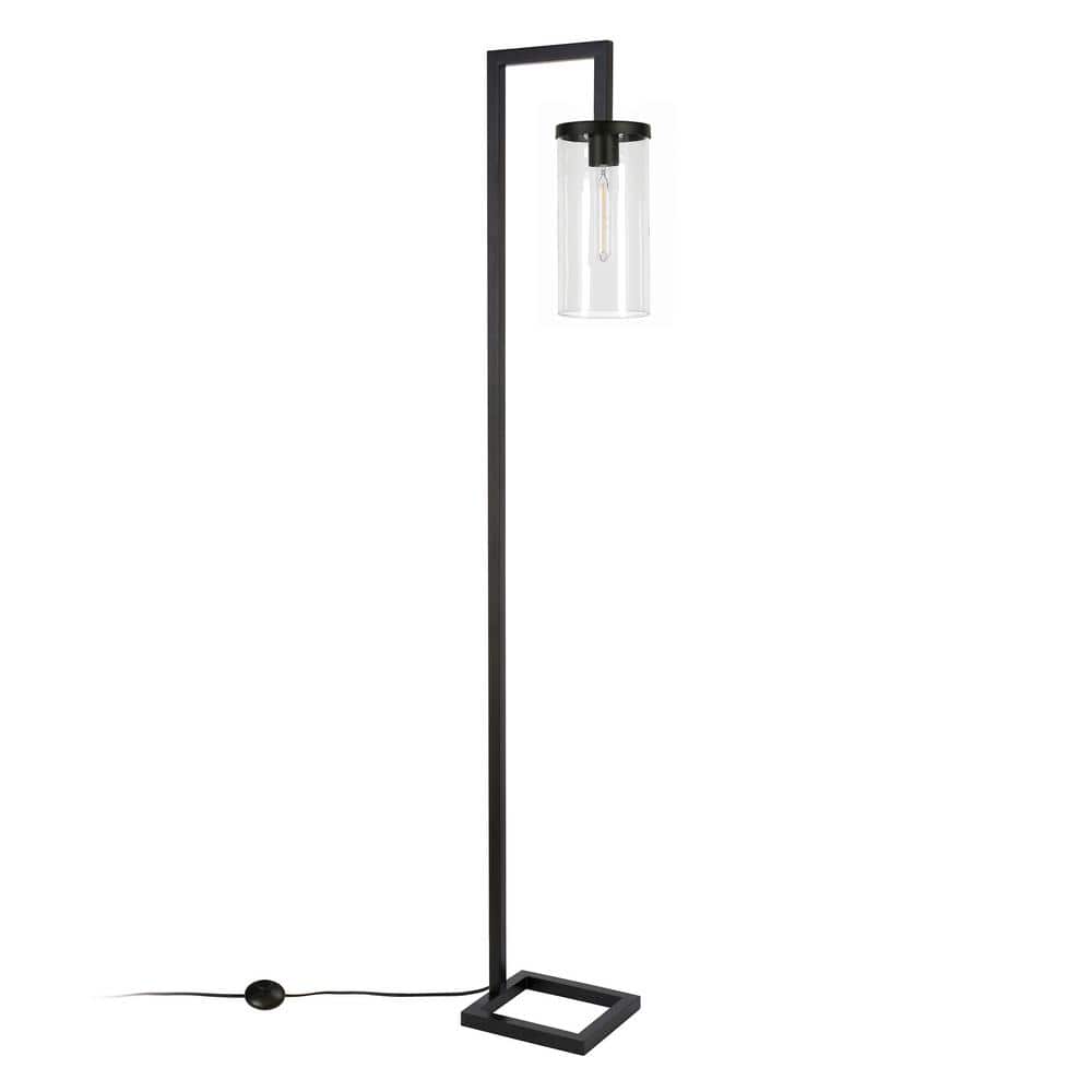 Malva Arc Blackened Bronze Floor Lamp with Clear Glass Shade