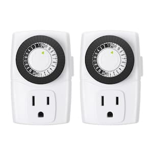 15 (Amps) 125-Volt Indoor Mini 24-Hour 30 min. Interval Mechanical Outlet Timer 3-Prong (2-Pack)