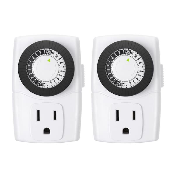 Vrbgify 15 (Amps) 125-Volt Indoor Mini 24-Hour 30 min. Interval Mechanical Outlet Timer 3-Prong (2-Pack)