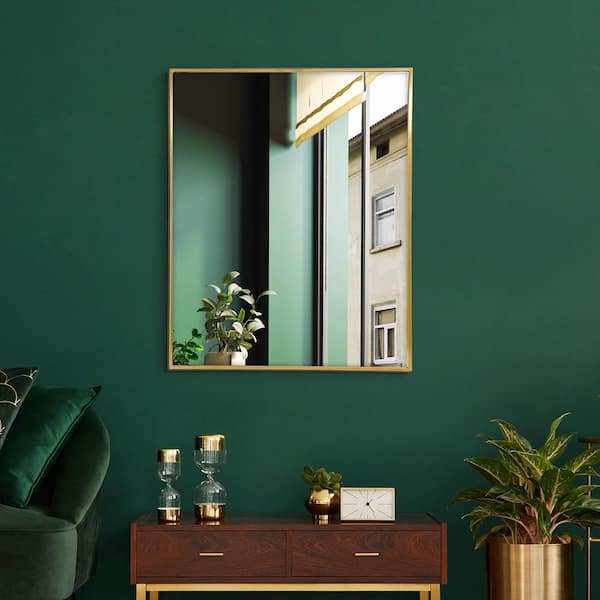 Head West 36 in. x 30 in. Brassy Gold Spectrum Metal Rectangular Bathroom Vanity Mirror