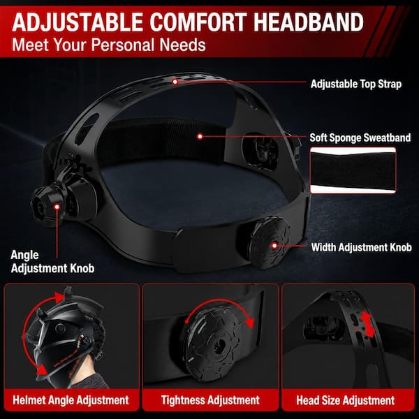 True Color Auto-Darkening Welding Hood with LED Light and Grinding