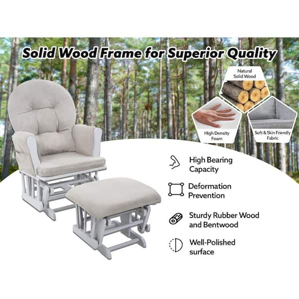 Homestock Espresso/Dark Gray Nursery Glider and Ottoman Set with Cushion, Rocker Rocking Chair for Breastfeeding, Maternity