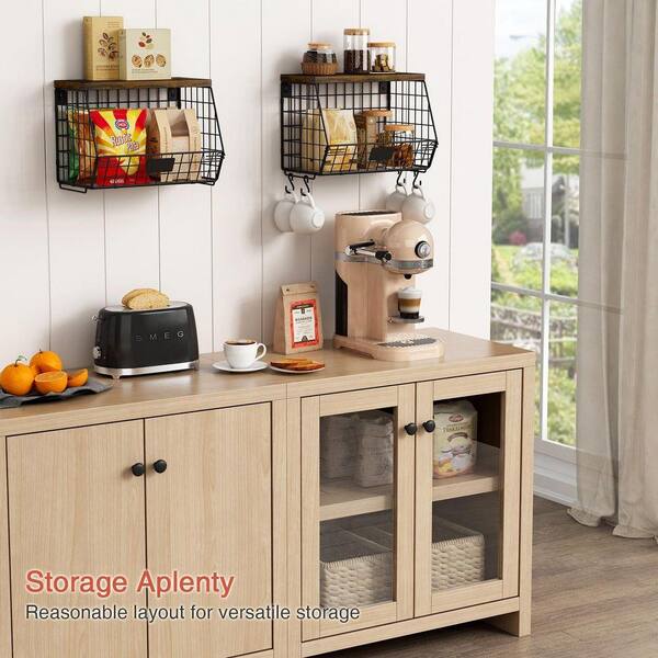2-Tier Fruit Basket, Stackable Hanging Basket Wire Baskets with