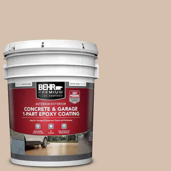 BEHR PREMIUM 5 gal. #PFC-27 Light Rattan Self-Priming 1-Part Epoxy Satin Interior/Exterior Concrete and Garage Floor Paint