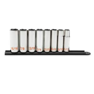 1/2 in. Drive 6-Point SAE Hi-Viz Deep Socket Set (8-Piece)