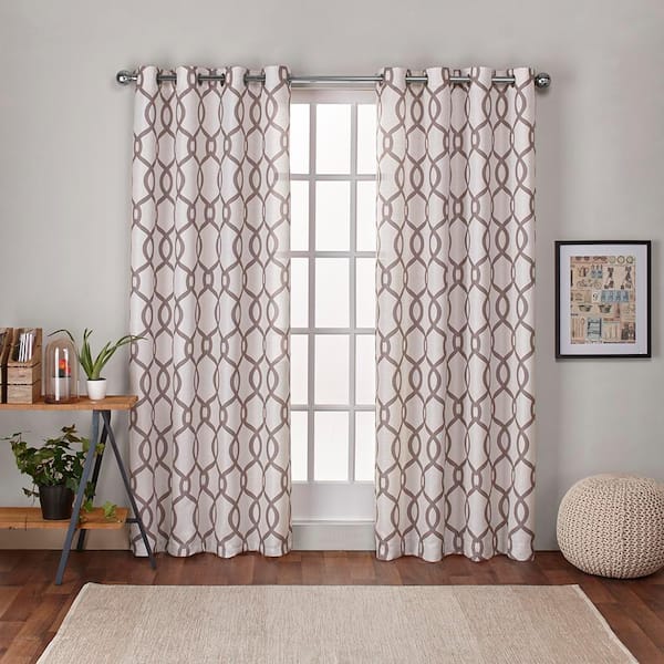 EXCLUSIVE HOME Kochi Natural Ogee Light Filtering Grommet Top Curtain, 54 in. W x 96 in. L (Set of 2)