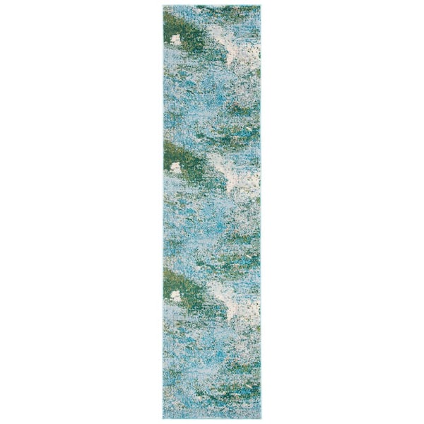 SAFAVIEH Madison Light Blue/Green Doormat 2 ft. x 4 ft. Abstract Gradient Area Rug