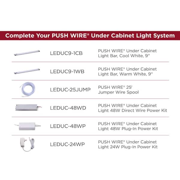 PUSH WIRE Under Cabinet Light 48W Direct Wire Power Kit