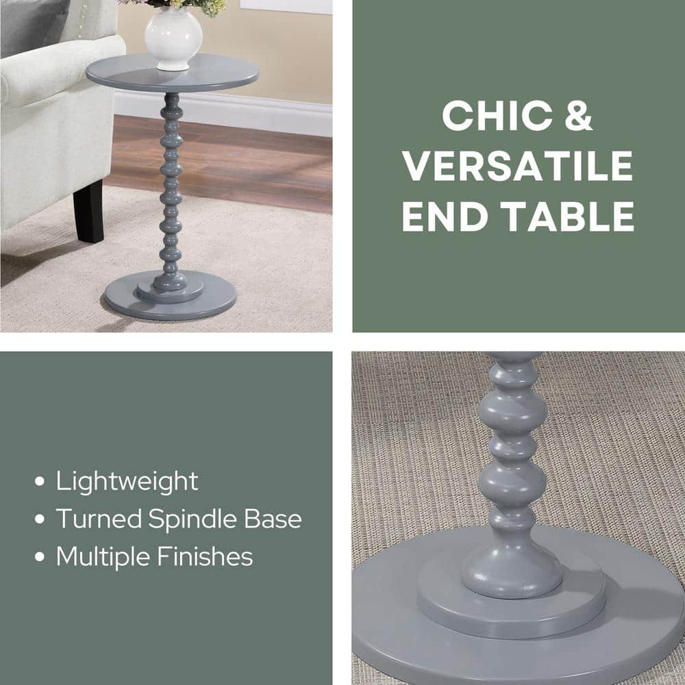 Palm Beach Gray Round Wood Spindle End Table