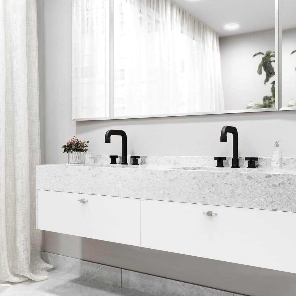 Wythe Matte Black Brass Widespread Bathroom Faucet with Cross Handles