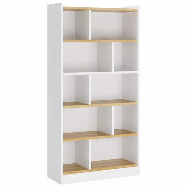 Eulas 36 in. Wide White 6 Shelf Bookcase Modern Tall Cube Bookshelf La