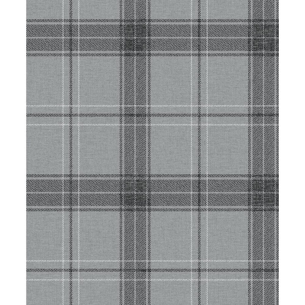 NextWall Greyscale Manorvale Plaid Vinyl Peel and Stick Wallpaper Roll (31.35 sq. ft.)