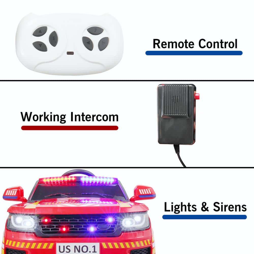 12V Red Fire Truck Ride-On with Remote Control and Siren