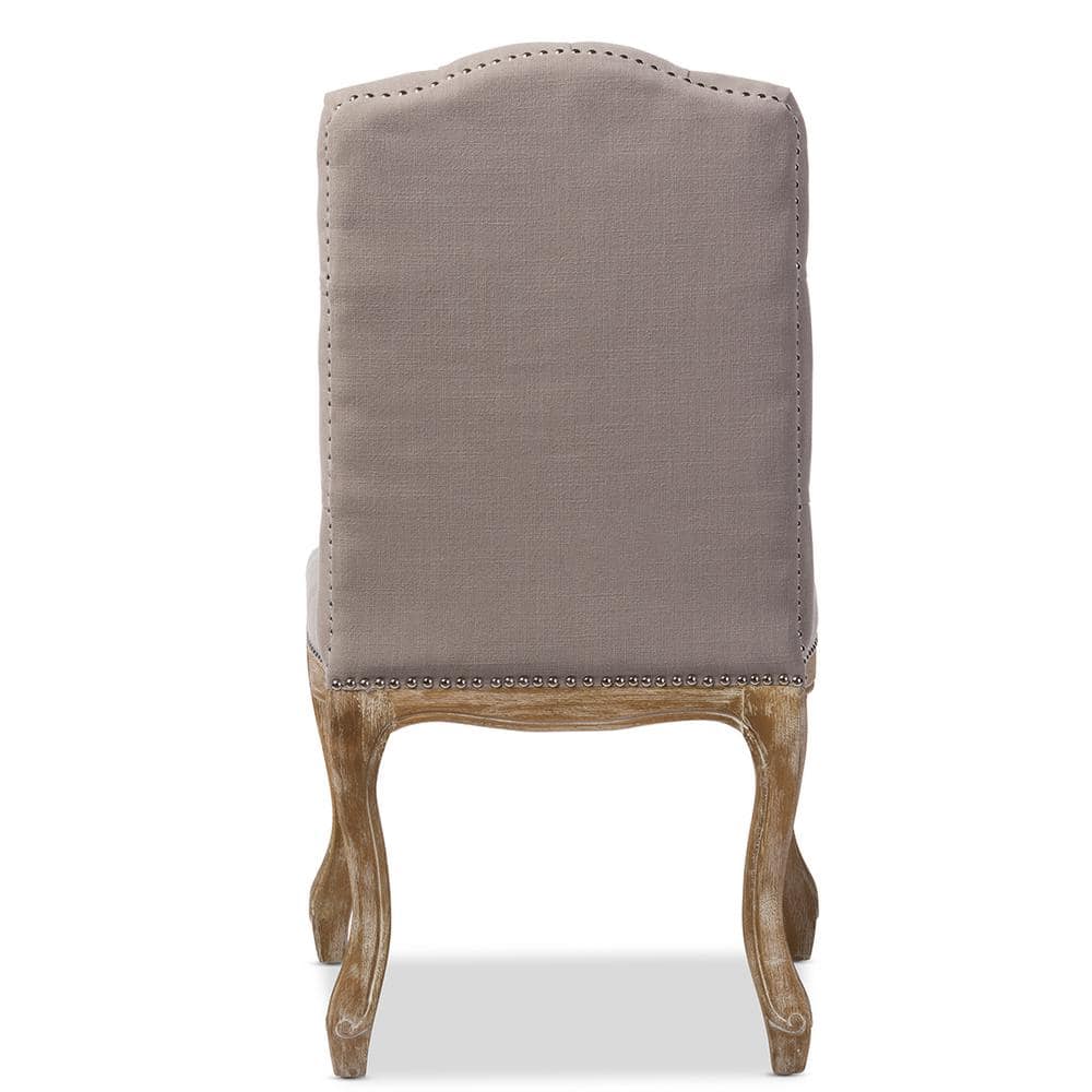 Hudson Beige Linen Upholstered Button-Tufted Parsons Side Chair