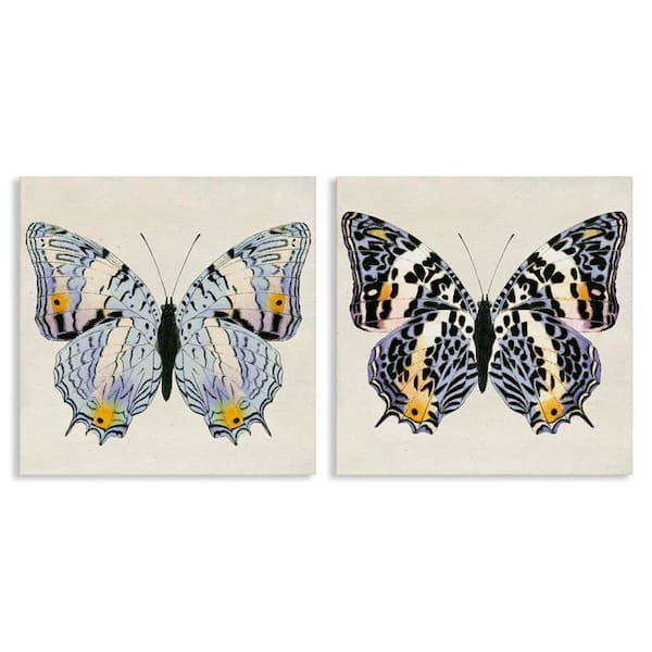 Stupell Industries Butterflies with Yellow Details by Susan Arnot 2 Pieces Unframed Animal Graphic Art Print 17 in. x 17 in.