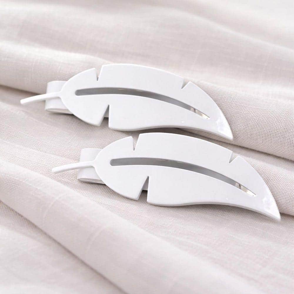 White Magnetic Metal Feather Curtain Tie Back (Set of 2)