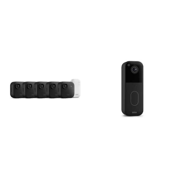 Outdoor 2K Plus Wireless Smart Security Camera with Sync Module (5-Cameras) and Wireless Video Doorbell Camera Combo