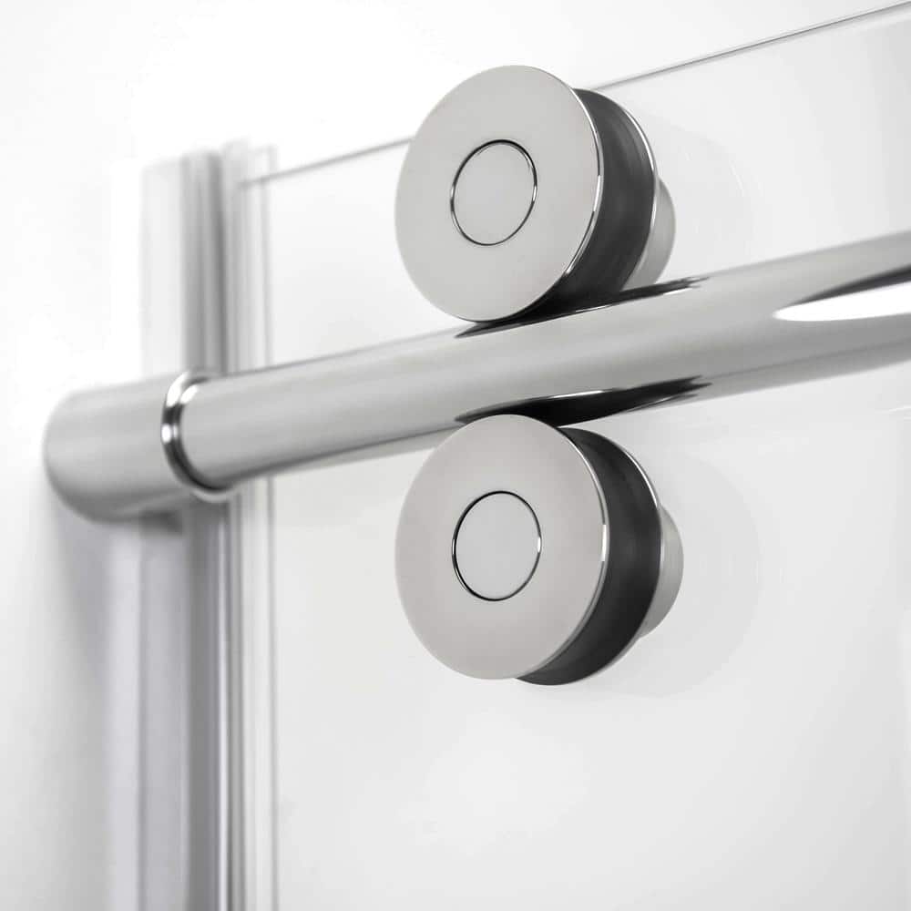Tidy 60" x 78" Frameless Clear Glass Shower Door with Chrome Finish