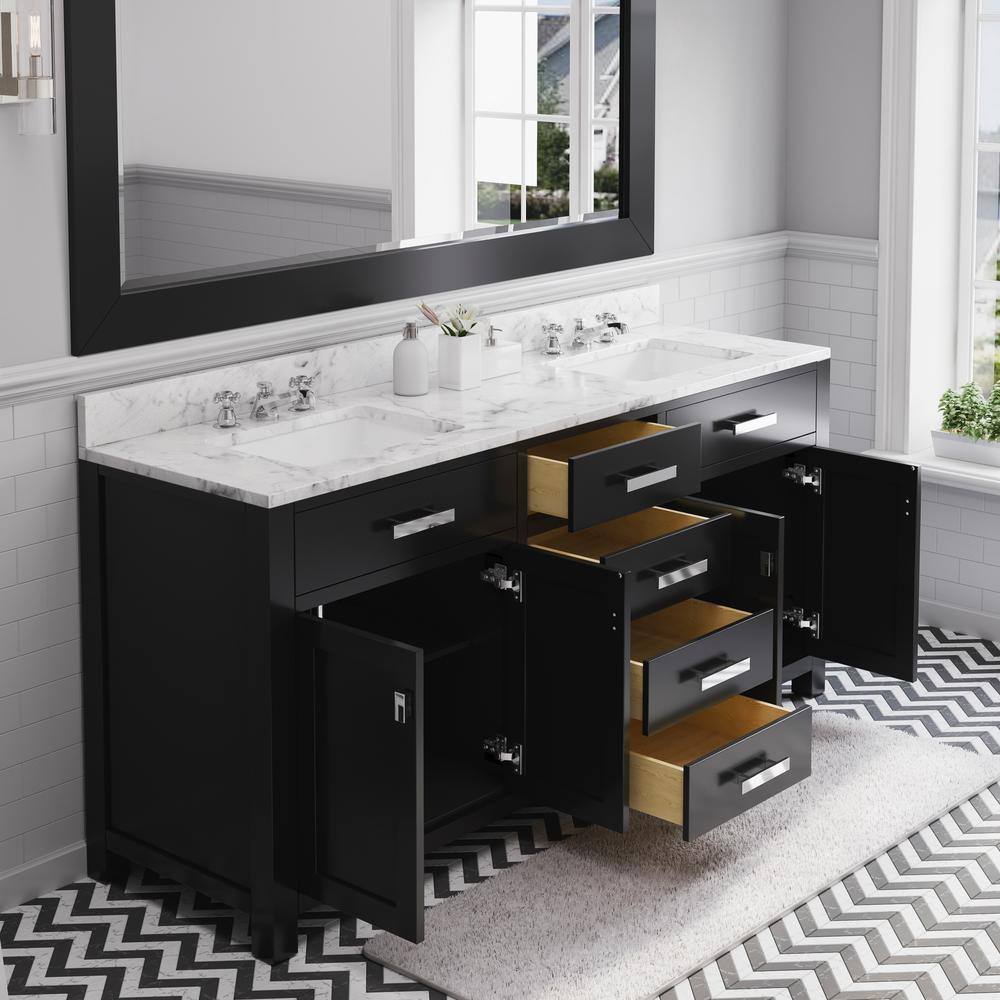 Madison 72" Espresso Double Sink Vanity with Carrara Marble Top