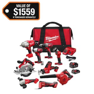 Milwaukee M18 18-Volt Lith-Ion Cordless Combo Kit 9-Tool w/ 2