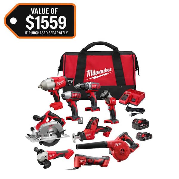 M18 18-Volt Lithium-Ion Cordless Combo Kit 9-Tool with 2-Batteries, Charger and Tool Bag