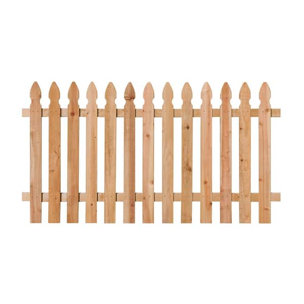 3-1/2 ft. x 6 ft. Western Red Cedar Spaced Picket French Gothic Flat Wood Fence Panel Kit