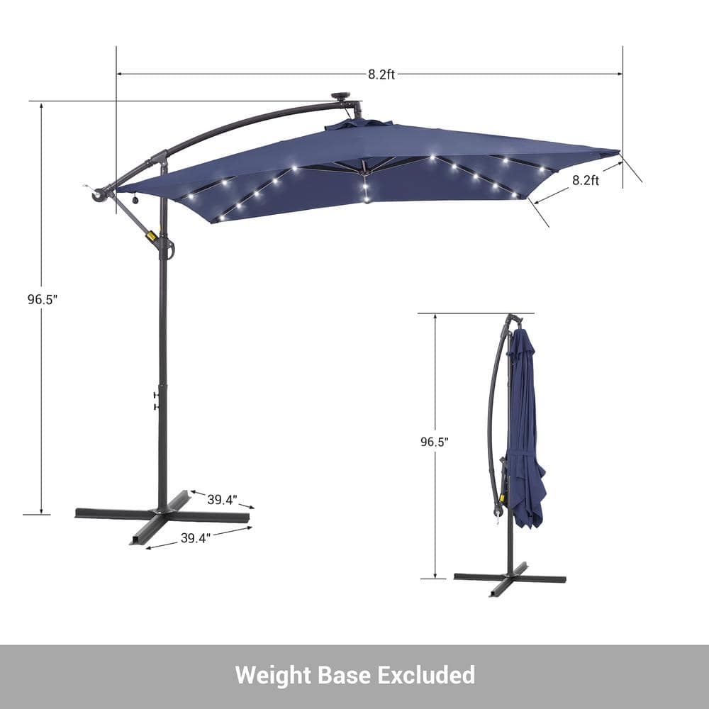 8.5 ft Navy Blue Cantilever Umbrella with Charcoal Grey Steel Pole