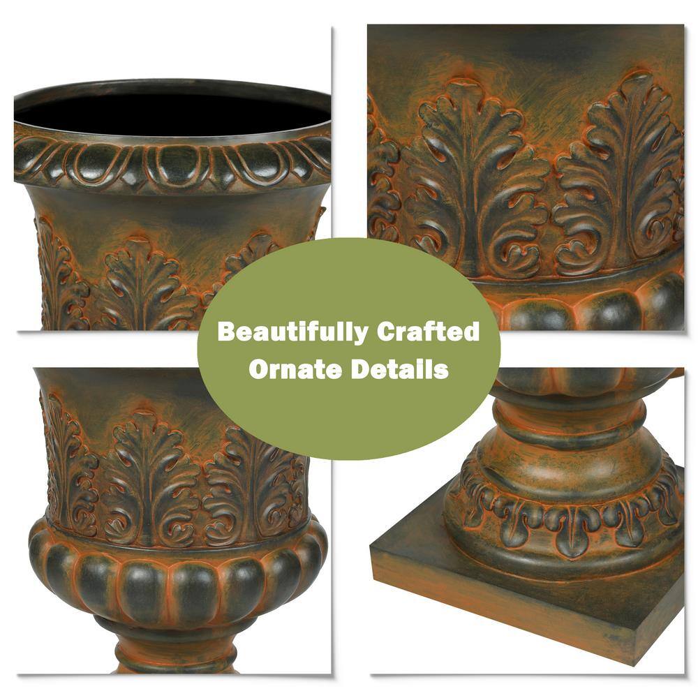 Classic Weathered Brown 18" MgO Urn Planter for Outdoor Elegance
