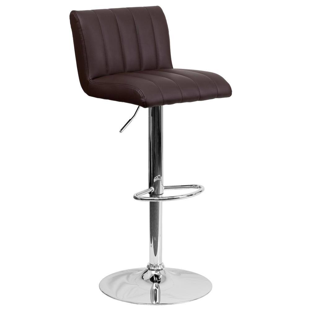 Elegant Brown Vinyl Adjustable Swivel Barstool with Chrome Base