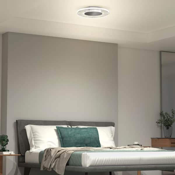 Essence Disk 13 in. 1-Light Modern Chrome Integrated LED Flush Mount Ceiling Light Fixture for Kitchen or Bedroom