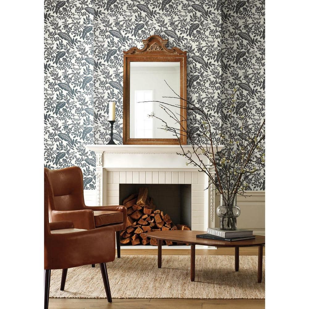 Canopy Black & White Tropical Leaves Removable Wallpaper Roll