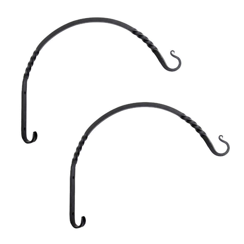 4 in. Tall Black Powder Coat Metal Straight Up Curled Wall Bracket Hooks  (Set of 2)