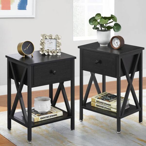 VECELO Nightstands X-Design Side End Table Night Stand