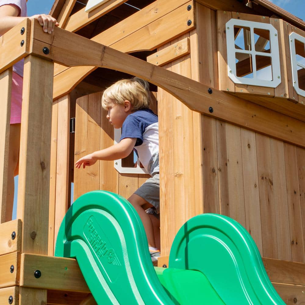 Montpelier Cedar Wood Swing Set with Slide and Monkey Bars