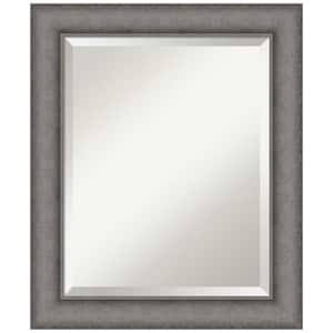 Burnished Concrete 20.5 in. x 24.5 in. Beveled Modern Rectangle Wood Framed Bathroom Wall Mirror in Gray