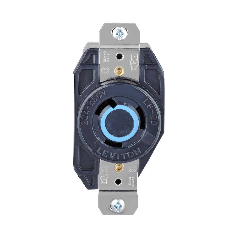 Leviton 20 Amp 3-Wire Nylon Locking Single Outlet, Black 02320 02320 ...