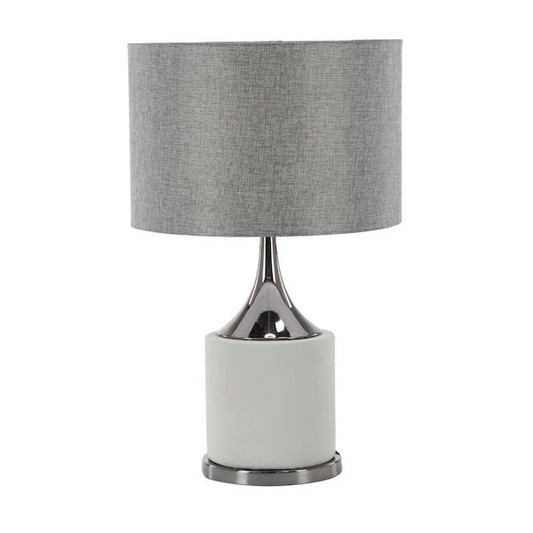 Litton Lane 24 in. Gray Cement Task and Reading Table Lamp with Drum Shade