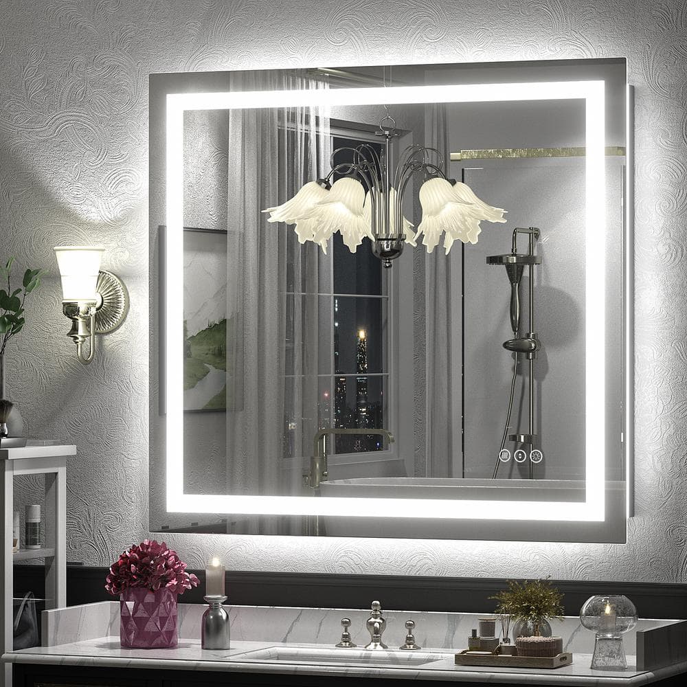 40 in. W x 38 in. H Rectangular Frameless Front and Back LED Lighted Anti-Fog Tempered Glass Wall Bathroom Vanity Mirror price history on PriceWatchPro